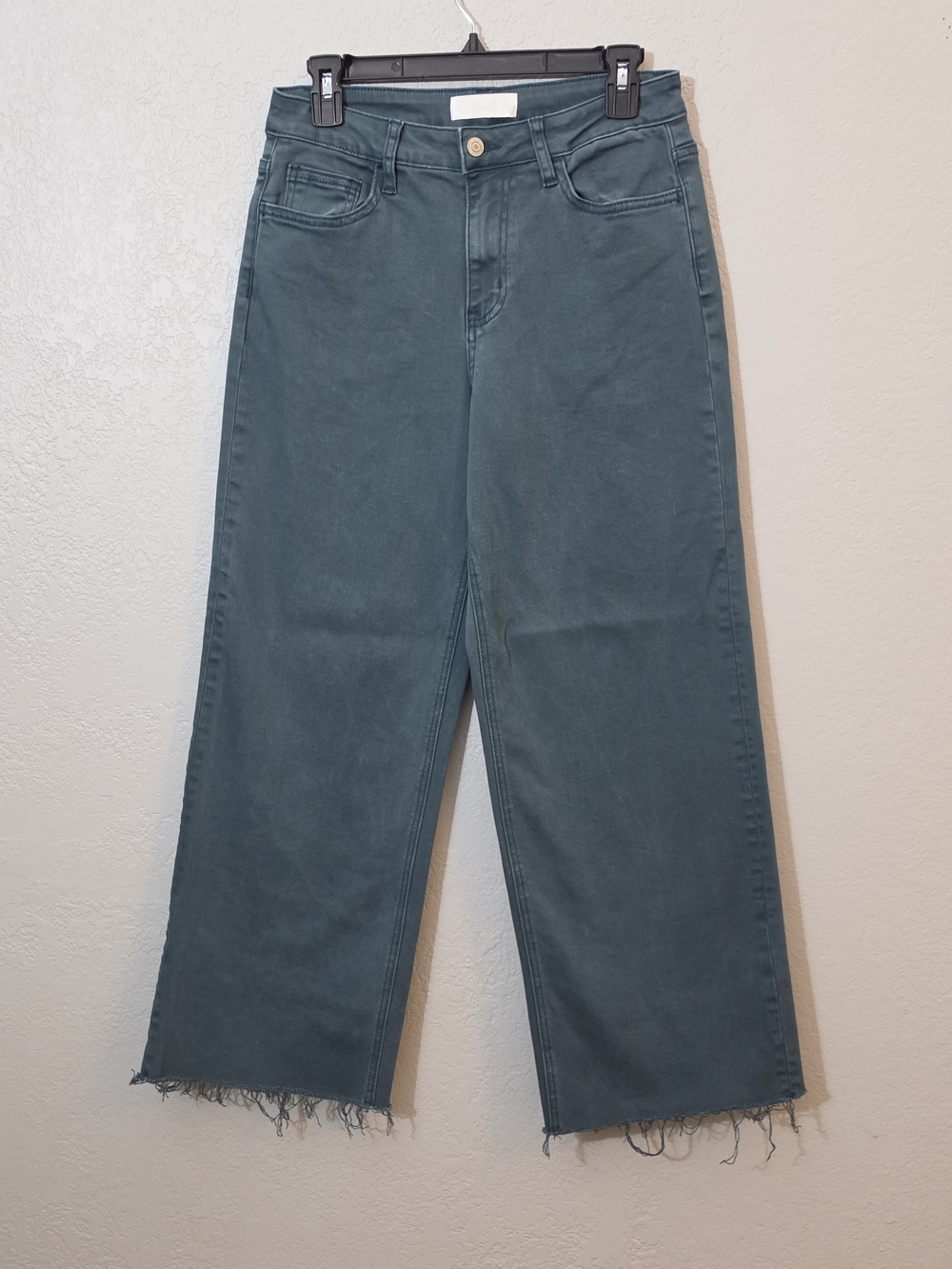 Vervet High Rise Wide Leg‎ Cropped Pants Womens 28 Stretch Raw Hem
